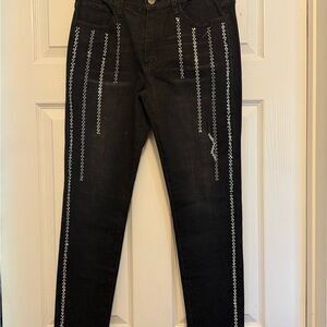 Stylish Black Jeans with Silver Accents